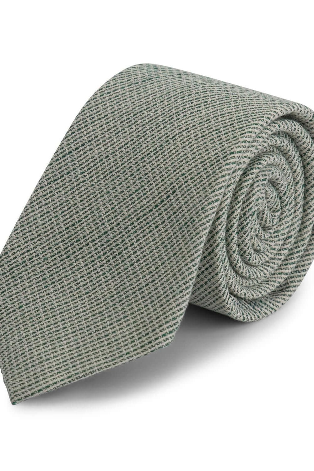 Stropdas + pochet structuur groen, stijlvolle groene stropdas in ademend materiaal.