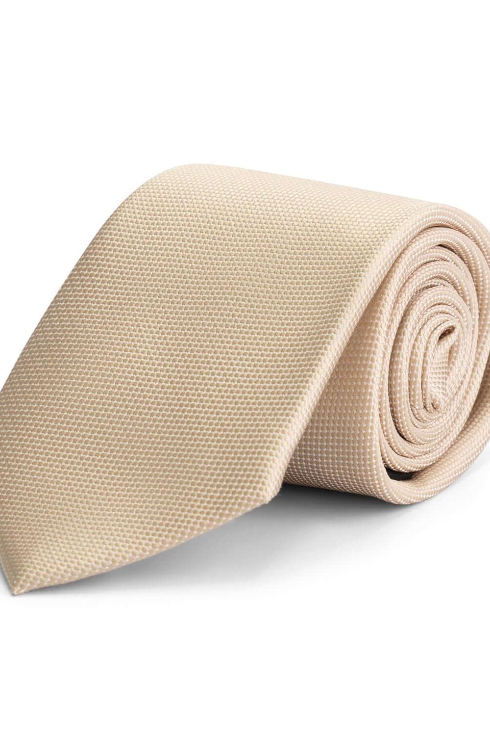 Stropdas PE beige, kreukbestendige en onderhoudsvriendelijke stof, stijlvolle beige stropdas.