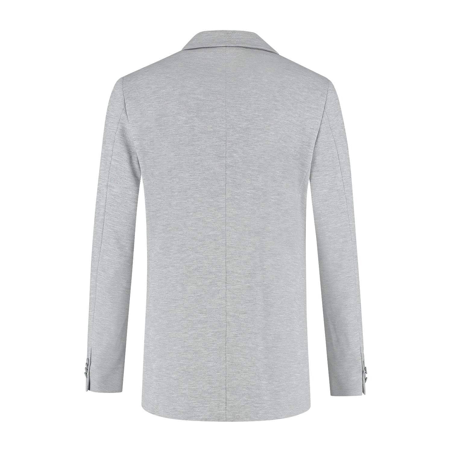 A back view of a Colbert stretch pique melange grijs jacket in grey mélange fabric, suitable for business or casual wear.