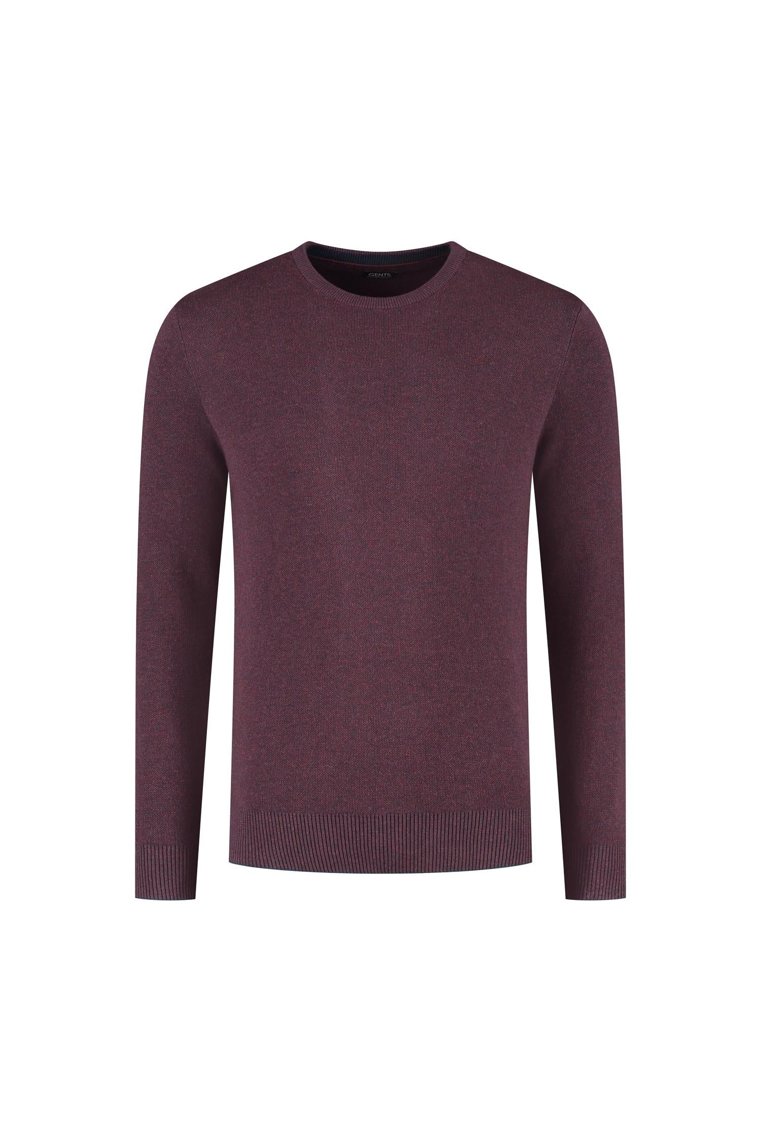 Ronde hals two-tone rood ademend katoenen trui met ronde hals, tweekleurig rood.