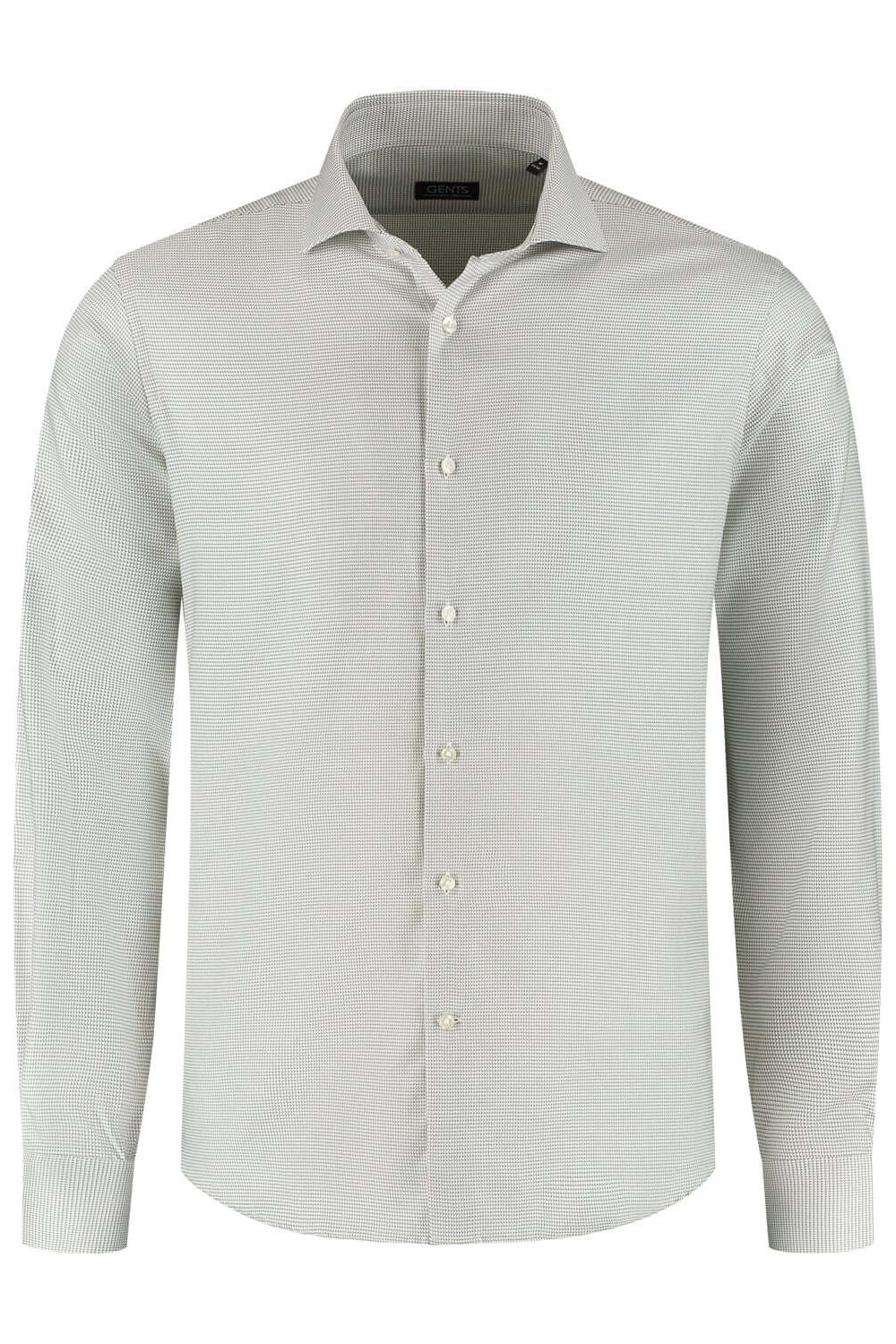 Overhemd pijl taupe, modern fit, taupe katoen met microdessin en spreadkraag, stijlvolle herenmode.