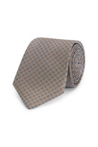 Stropdas zijde print stippel bruin