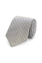 Stropdas zijde print ovaal puntig grijs