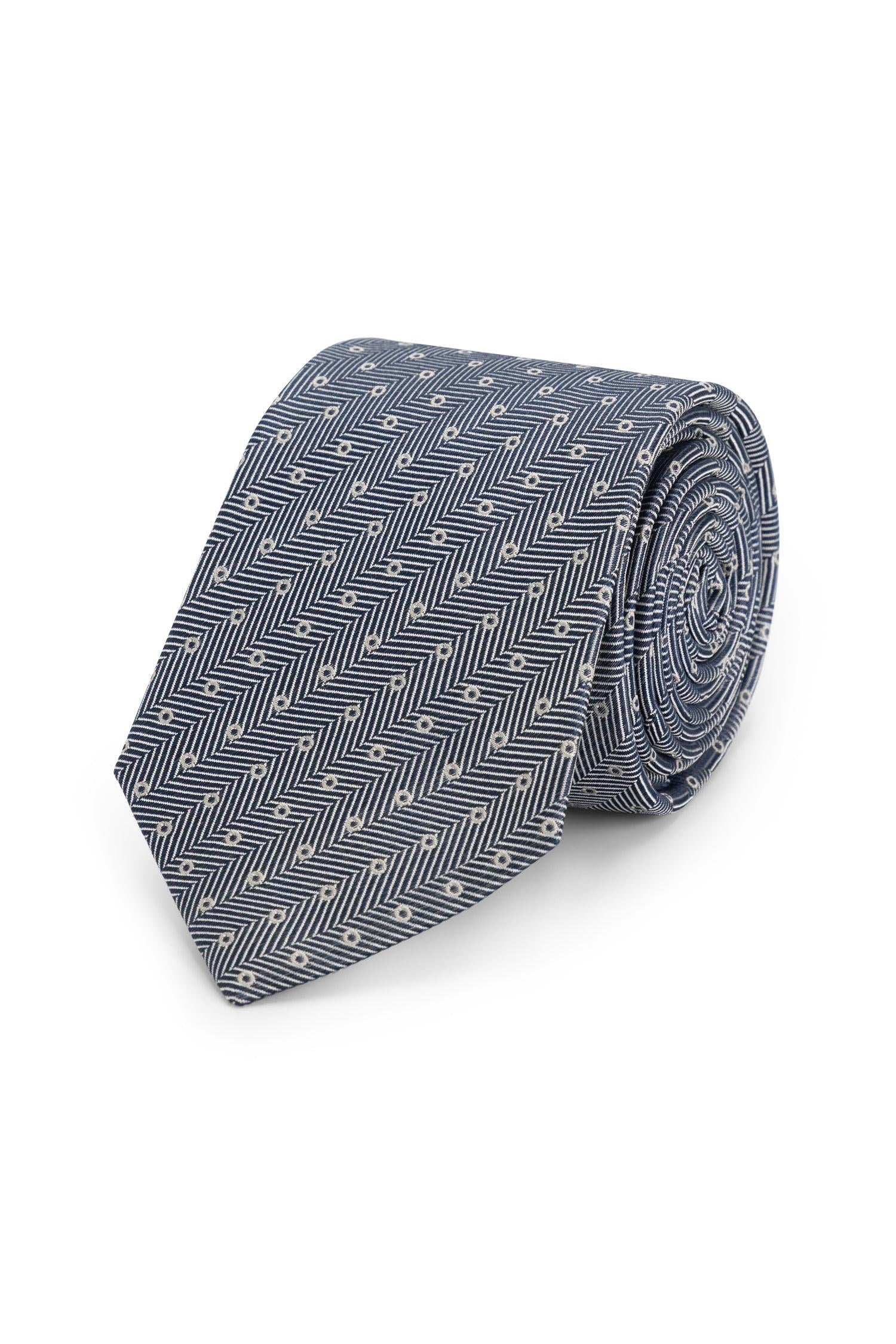 Stropdas zijde print stippel blauw