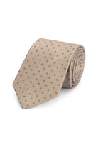 Stropdas zijde print stippel beige