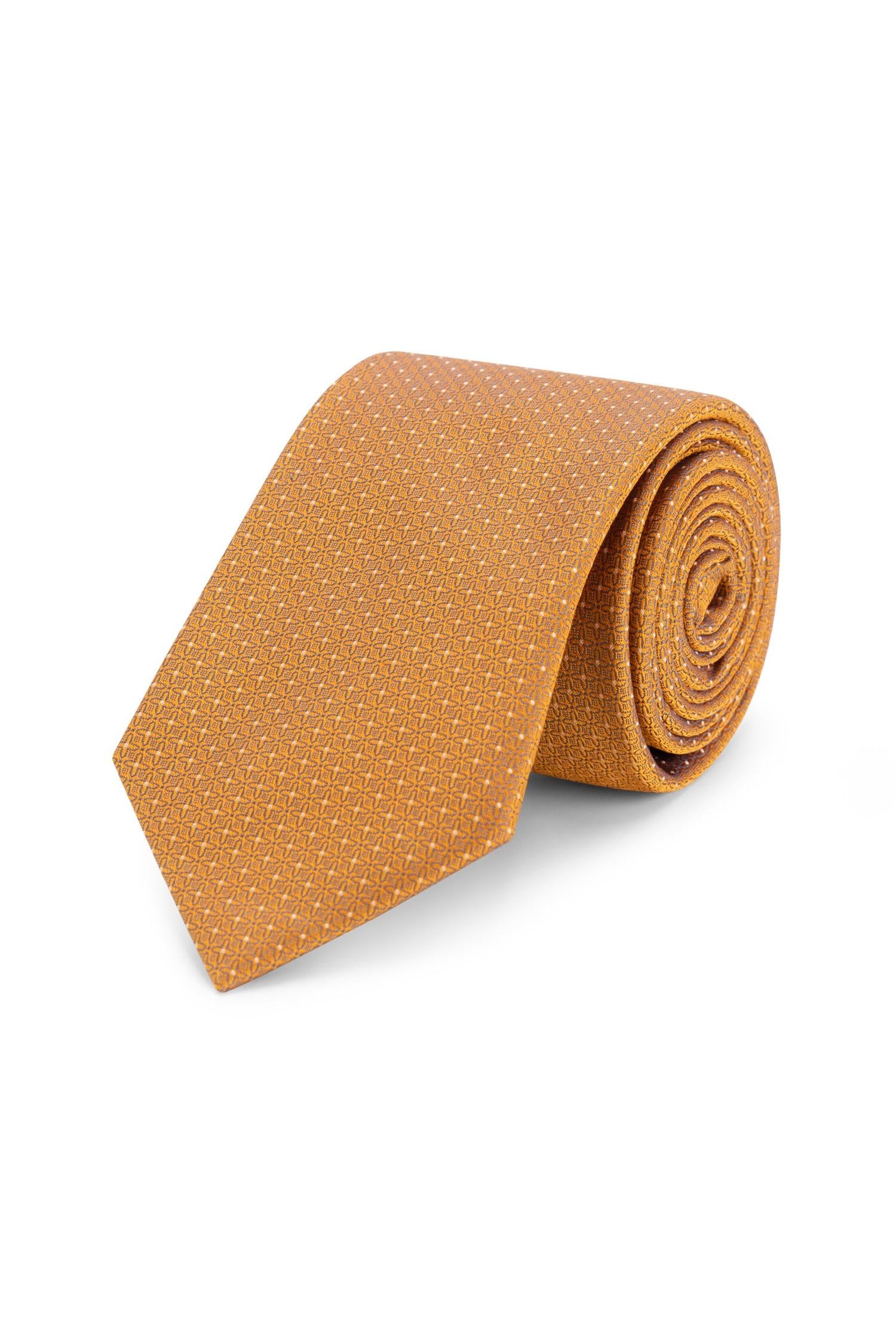 Stropdas zijde print stippel oranje