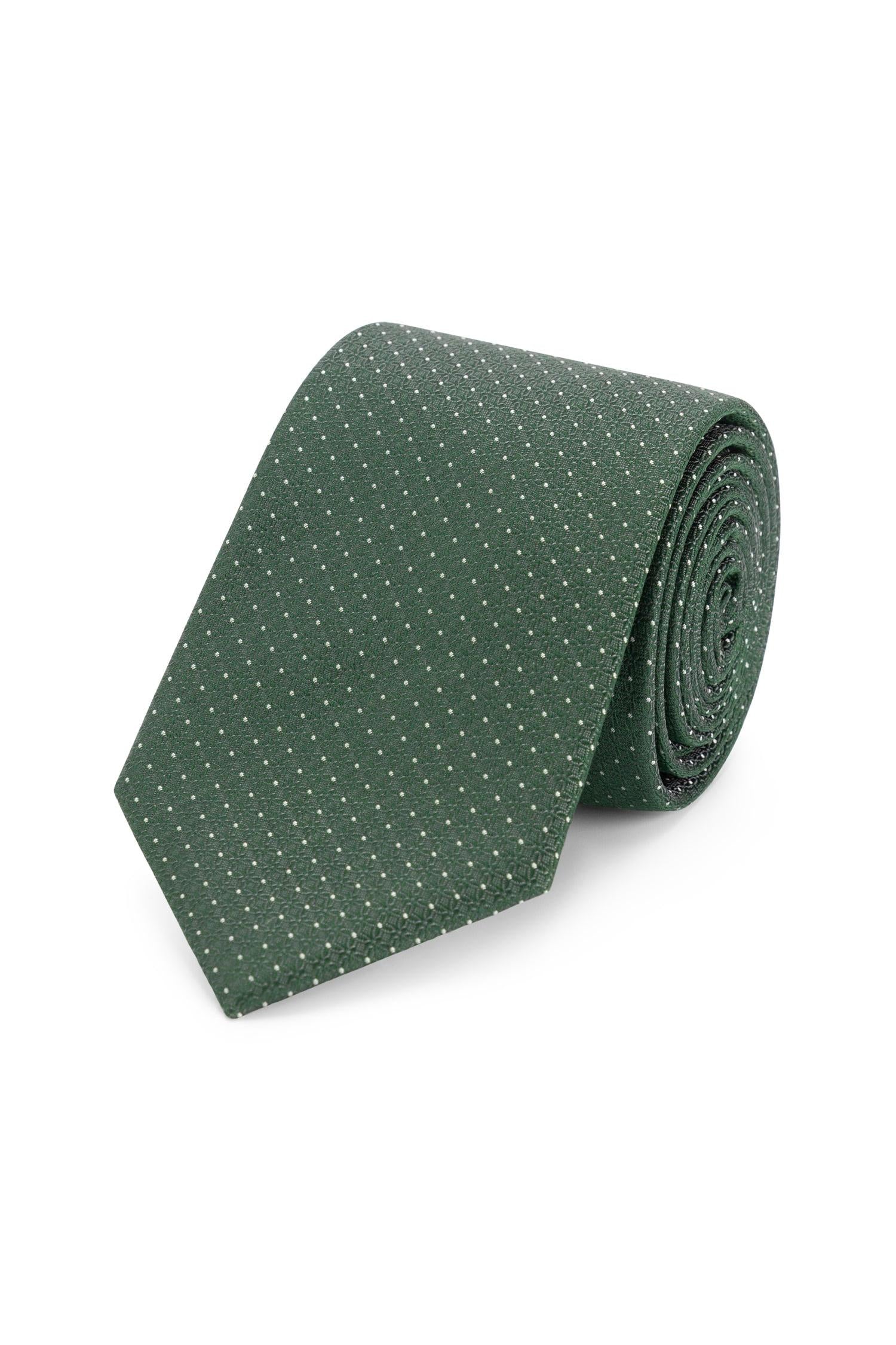 Stropdas zijde print stippel groen