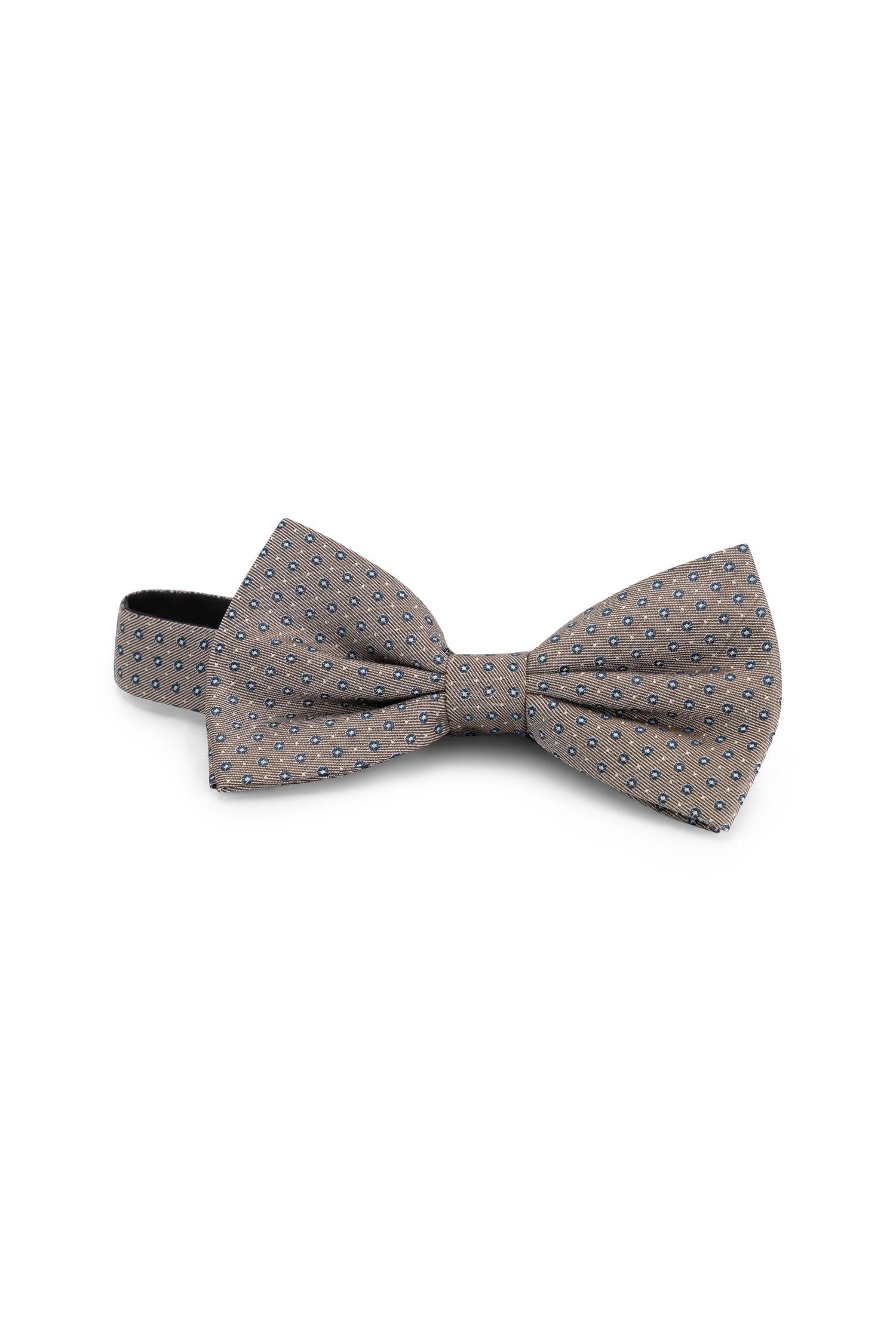 Strik zijde print stippel bruin