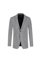 Colbert stretch cord grijs, grijze stretchkorduroy colbert met borstzak en zakken, stijlvolle herenmode.