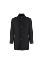 Coat houndstooth windvanger zwart-grijs, stijlvolle jas met uitneembare windvanger.