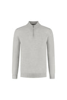 Halfzip merinoblend lichtgrijs