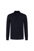 Halfzip merinoblend navy blauw