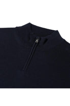 Halfzip merinoblend navy blauw
