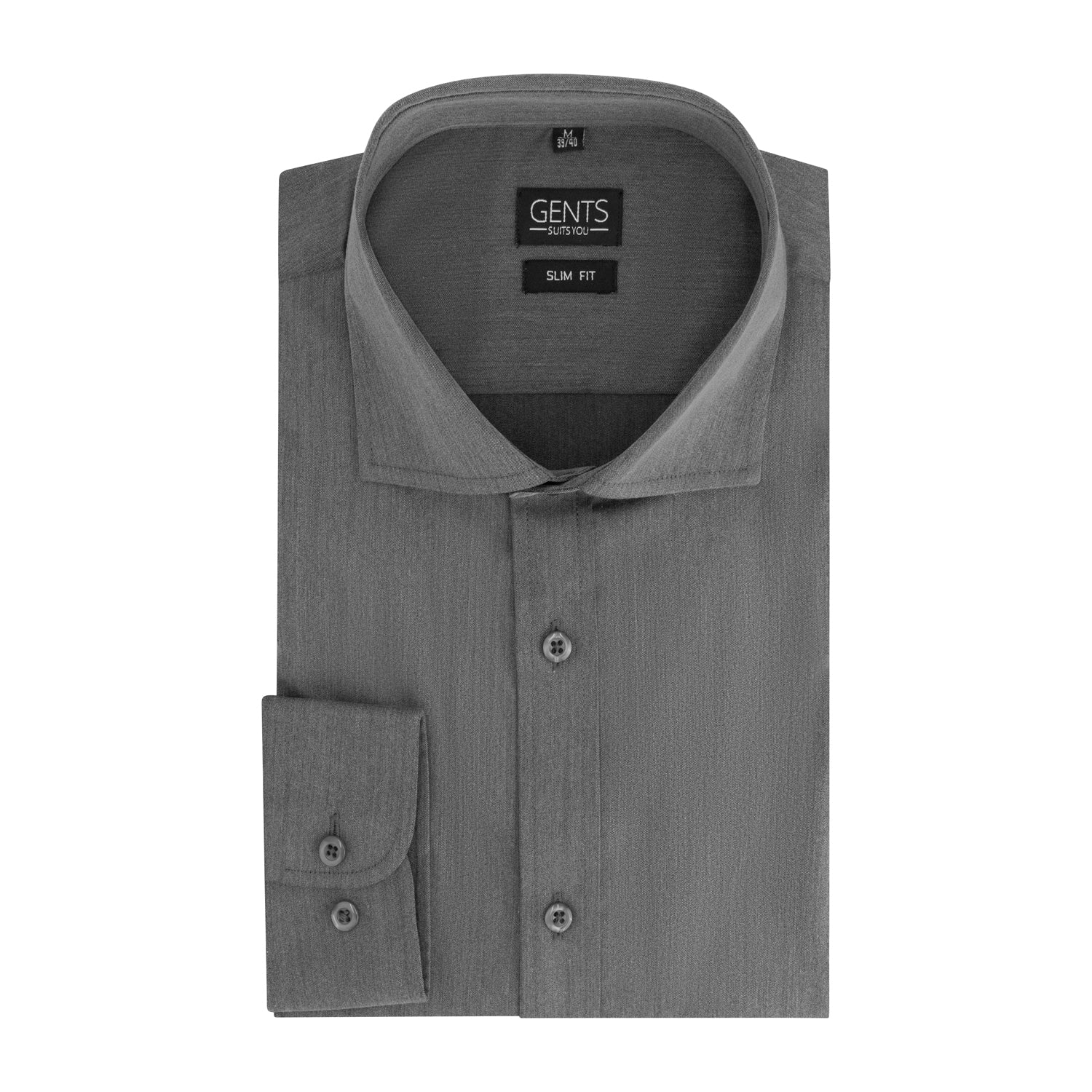 Bamboe uni grijsbruin overhemd met ademend stretch en zacht draagcomfort, slim fit.