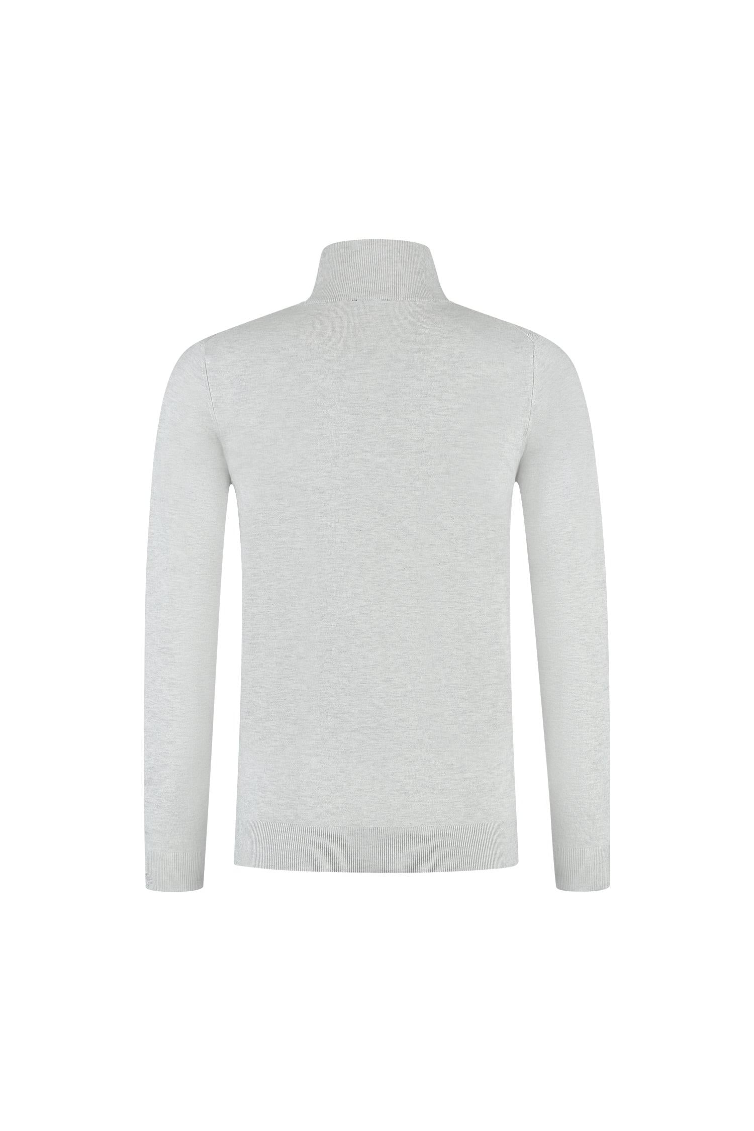 Turtle neck zilverwit, lichtgewicht en ademende koltrui met elastische kraag, achteraanzicht.
