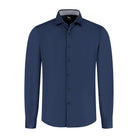 GENTS Blumfontain NOS navy Ademend katoen-elastaan overhemd met non-iron afwerking.