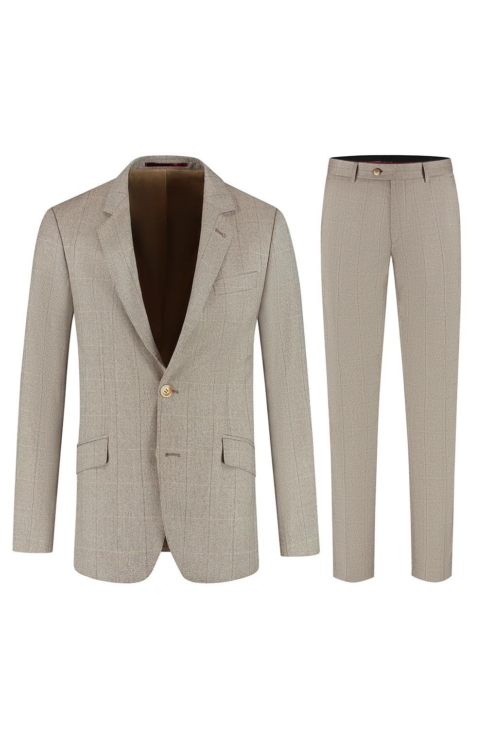 Pak 2-delig Glen plaid bruin