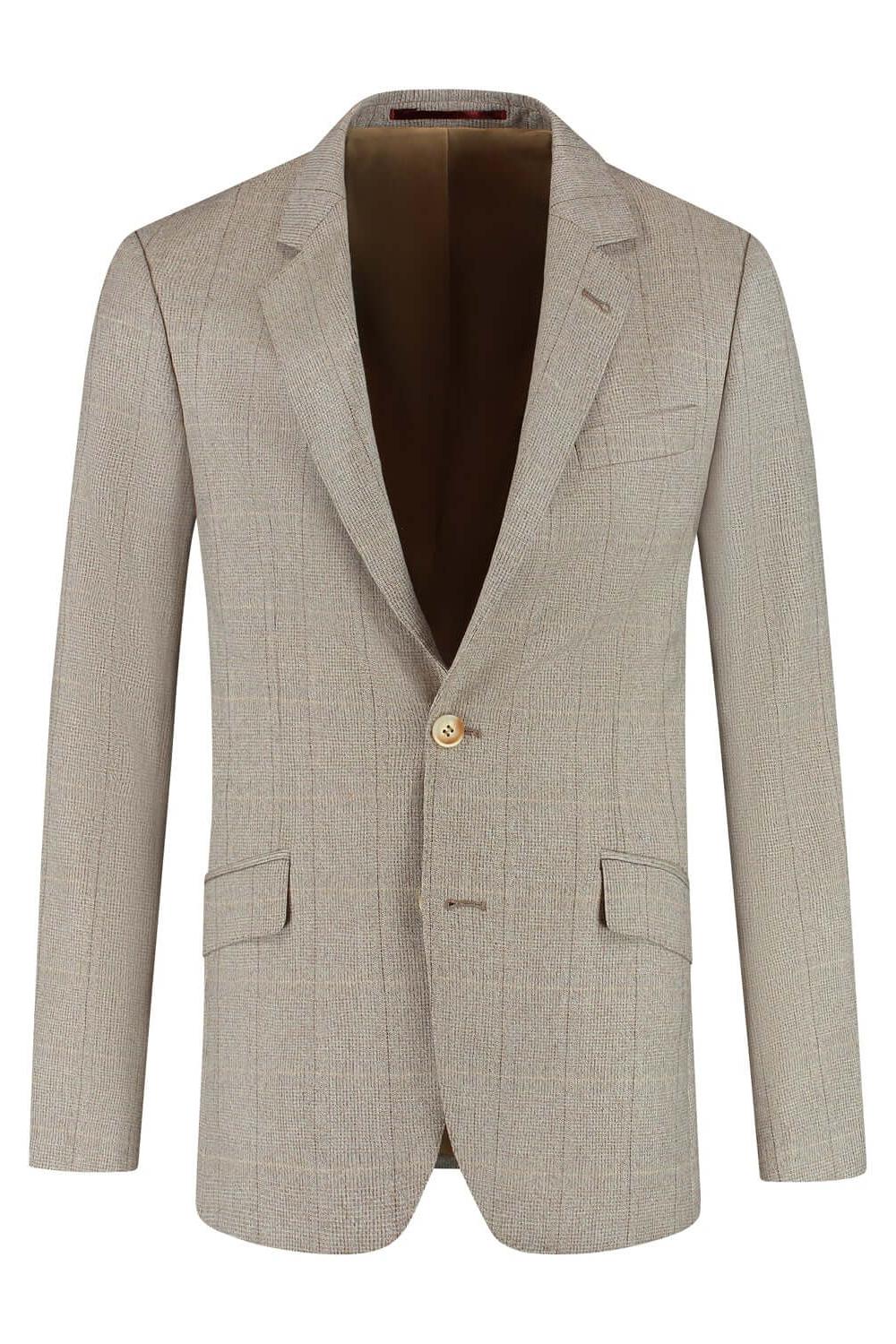 Pak 2-delig Glen plaid bruin - stijlvolle bruine wolpak met bijpassende broek.