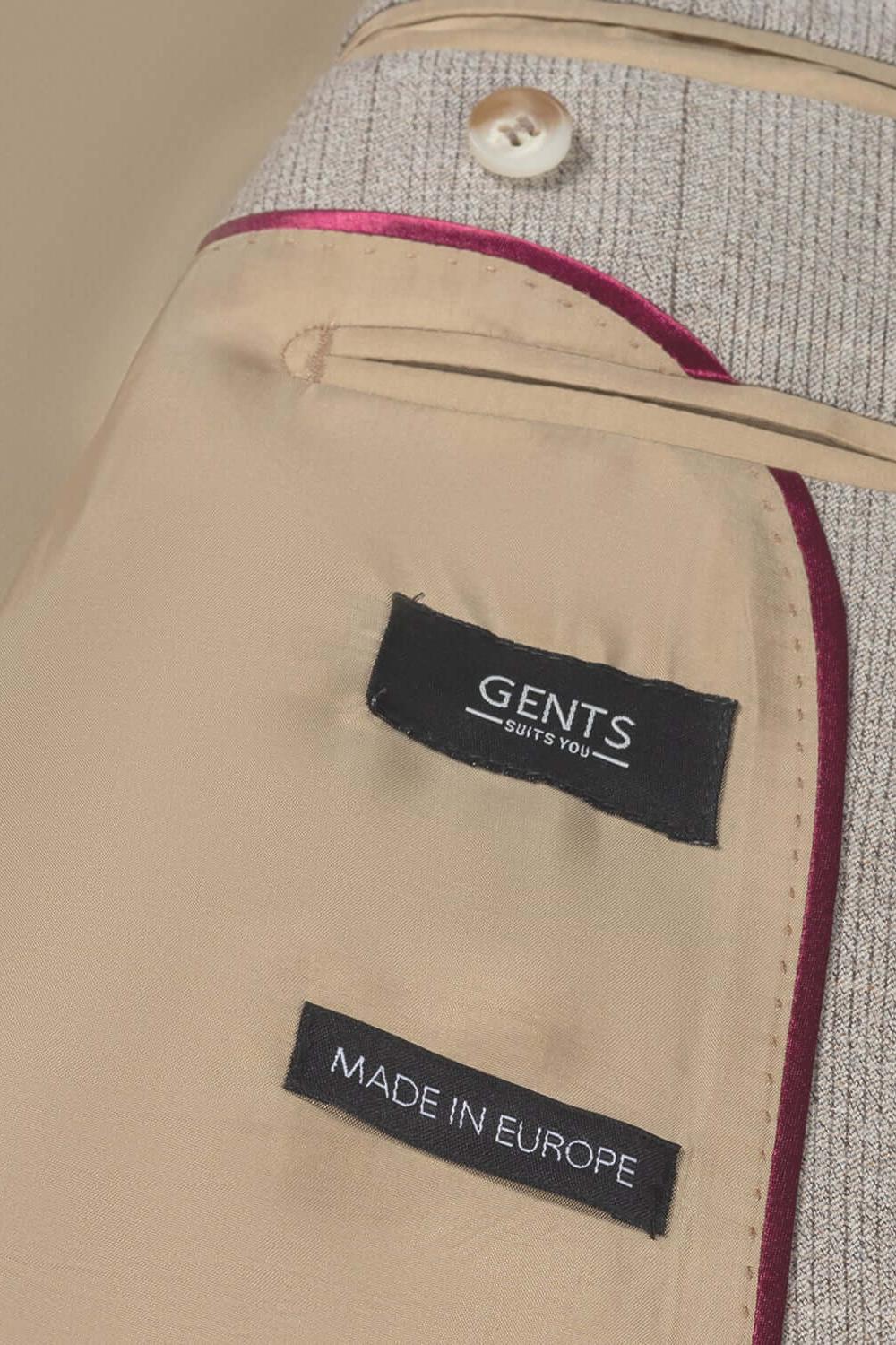 Pak 2-delig Glen plaid bruin binnenzijde met labels GENTS en MADE IN EUROPE.