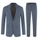 Pak 2-delig miniruit blauw-grijs wolblend tweedpak met notch revers, elegante outfit voor speciale gelegenheden.