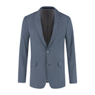 Pak 2-delig miniruit blauw-grijs tweed blazer met notch revers in blauw-grijs wolblend.