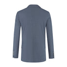 Pak 2-delig miniruit blauw-grijs achterzijde van het jasje met notch revers in wolblend tweed.