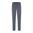 Pak 2-delig miniruit blauw-grijs pantalon in wolblend tweed met miniruit patroon.