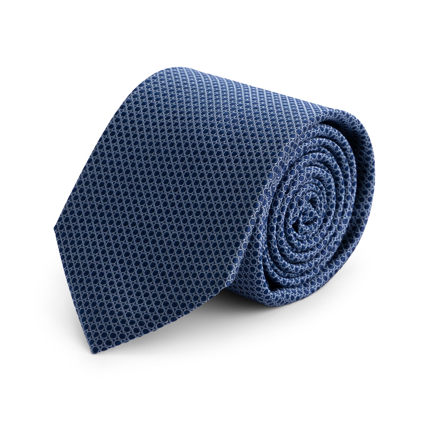 Stropdaszijde birdseye blauw, elegante blauwe zijden stropdas met birdseye patroon.