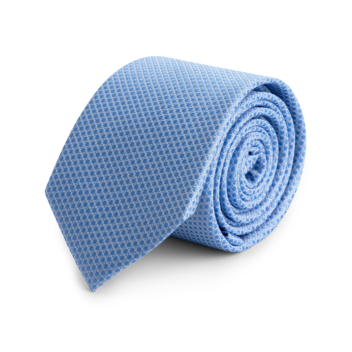 Stropdas zijde birdeye lichtblauw in een klassieke rol met birdeye patroon.