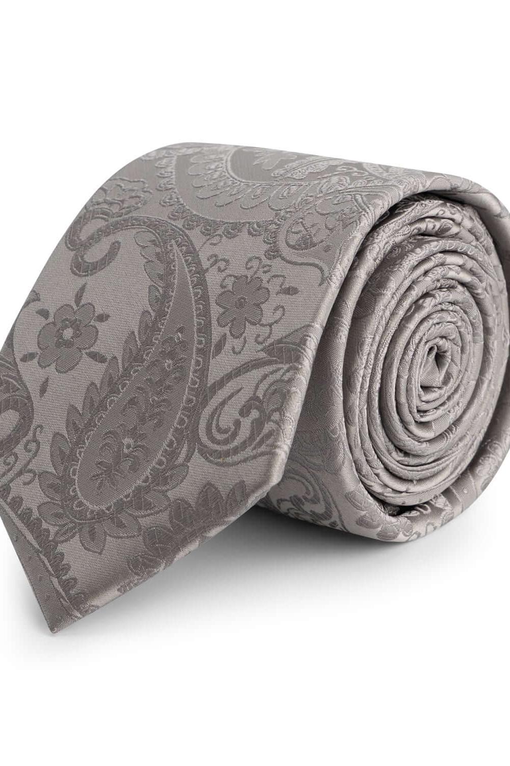 Stropdas zijde paisley grijs