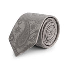 Stropdas zijde paisley grijs in elegante paisley patroon, ideaal voor een verzorgde, professionele uitstraling.