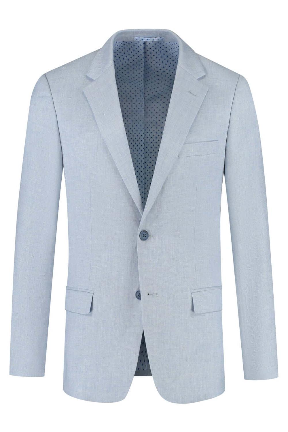 Pak lichtblauw 3-delig - lichtblauw jasje met moderne snit, perfect voor zakelijke gelegenheden.