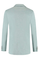 A modern back view of a Pak aquagroen 3-delig jacket in a stylish aquagroen color for formal occasions.
