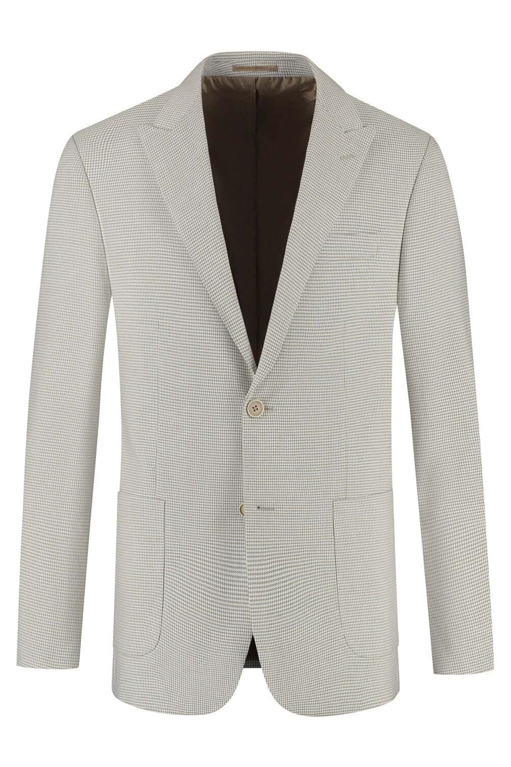 Colbert pied-de-poule beige met beige pied-de-poule patroon, elegante blazer voor stijlvolle outfits.