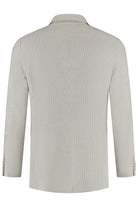 Back view of a stylish Double-breasted pied-de-poule beige jacket with a modern cut.