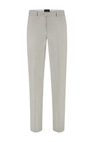 Pantalon pied-de-poule beige, stijlvol en van hoge kwaliteit met kenmerkende structuur.