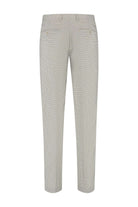 Pantalon pied-de-poule beige, elegant beige broek met pied-de-poule structuur en stijl.