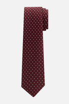 Stropdas zijde cirkel bordeaux rood met een elegant stippenpatroon in wit.