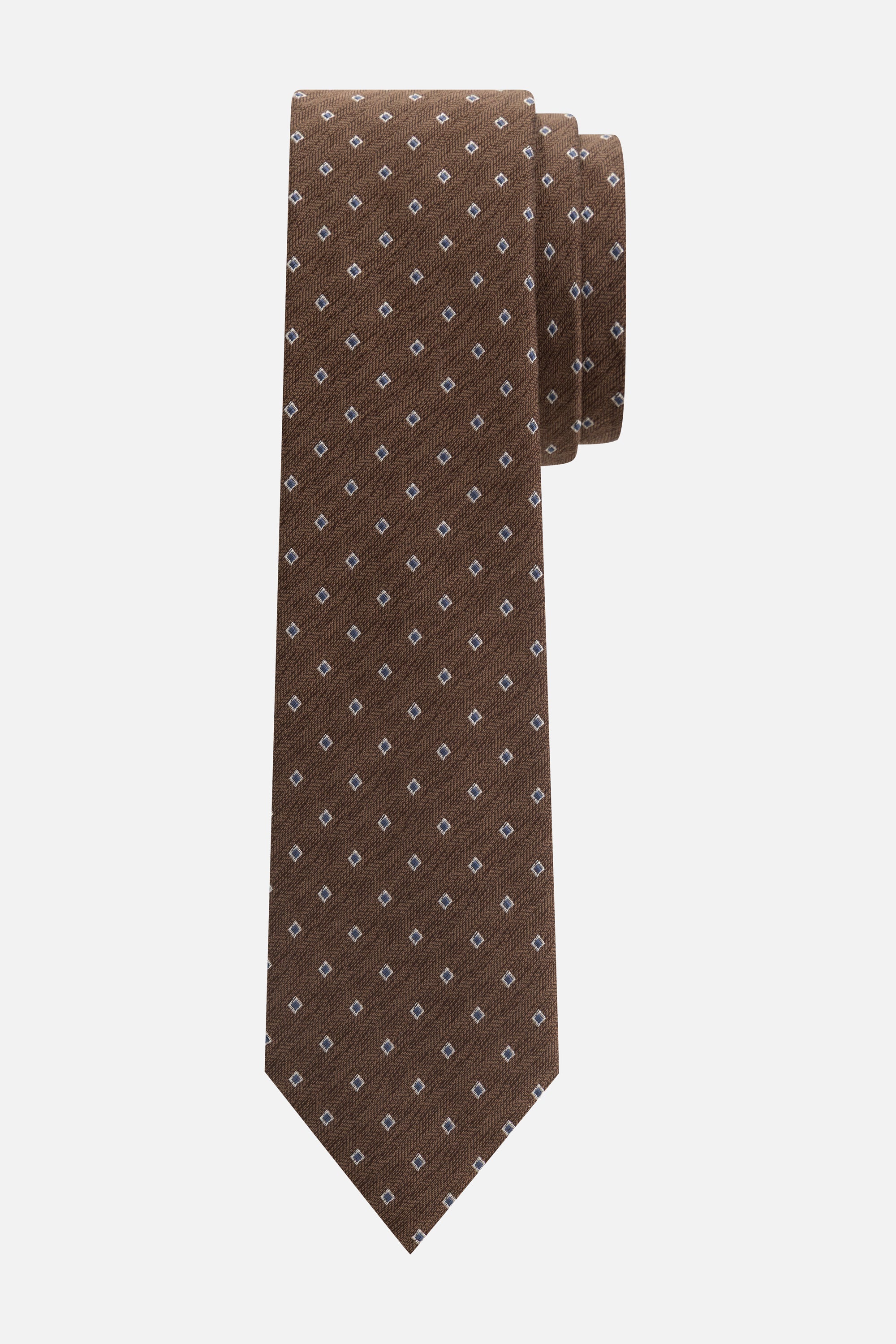 Stropdas zijde print bruin