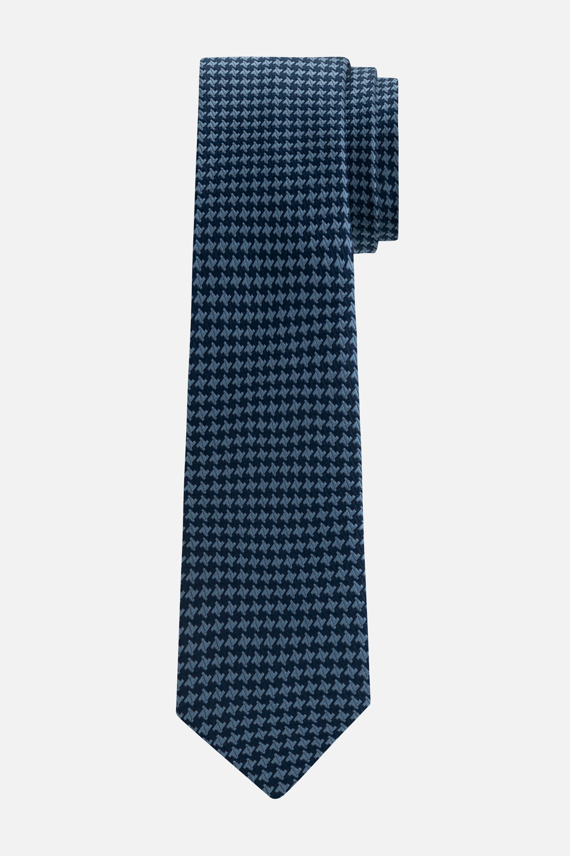 Stropdas zijde pied-de-poule blauw