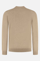 A back view of the Trui riva katoen bruin, showcasing its elegant design and soft fabric in a neutral brown color.