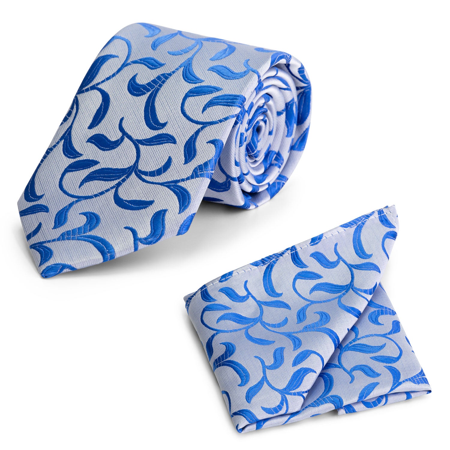 Set stropdas pochet zilver blauw