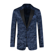 Dinnerjacket paisley velvet blauw