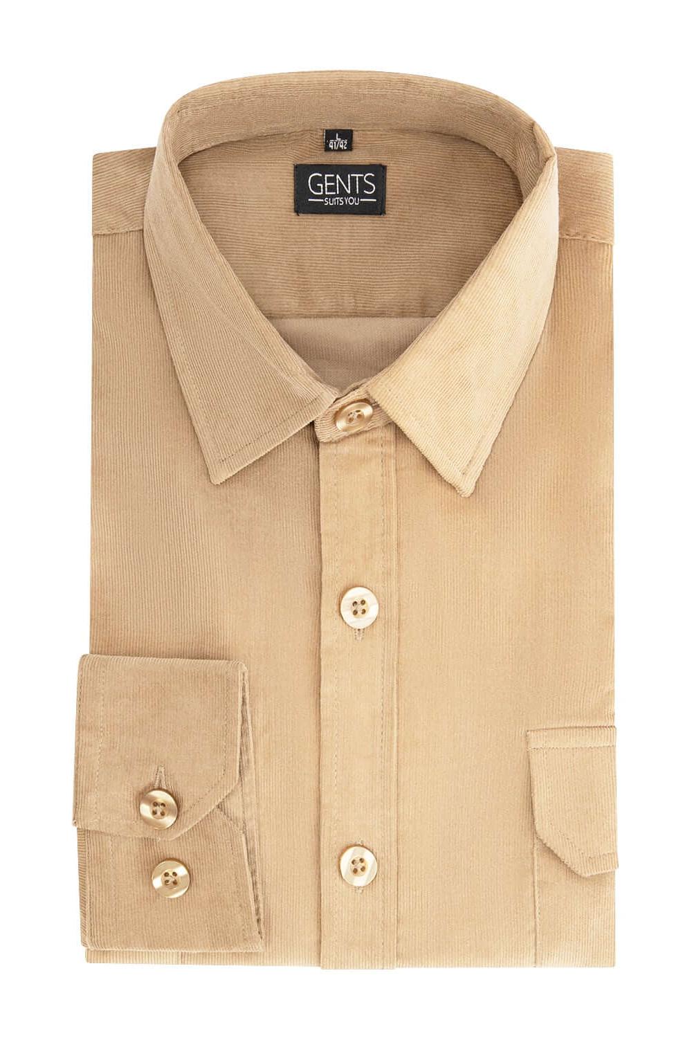 Overshirt corduroy zand, katoenen corduroy overshirt in zandkleur met knoopsluiting.