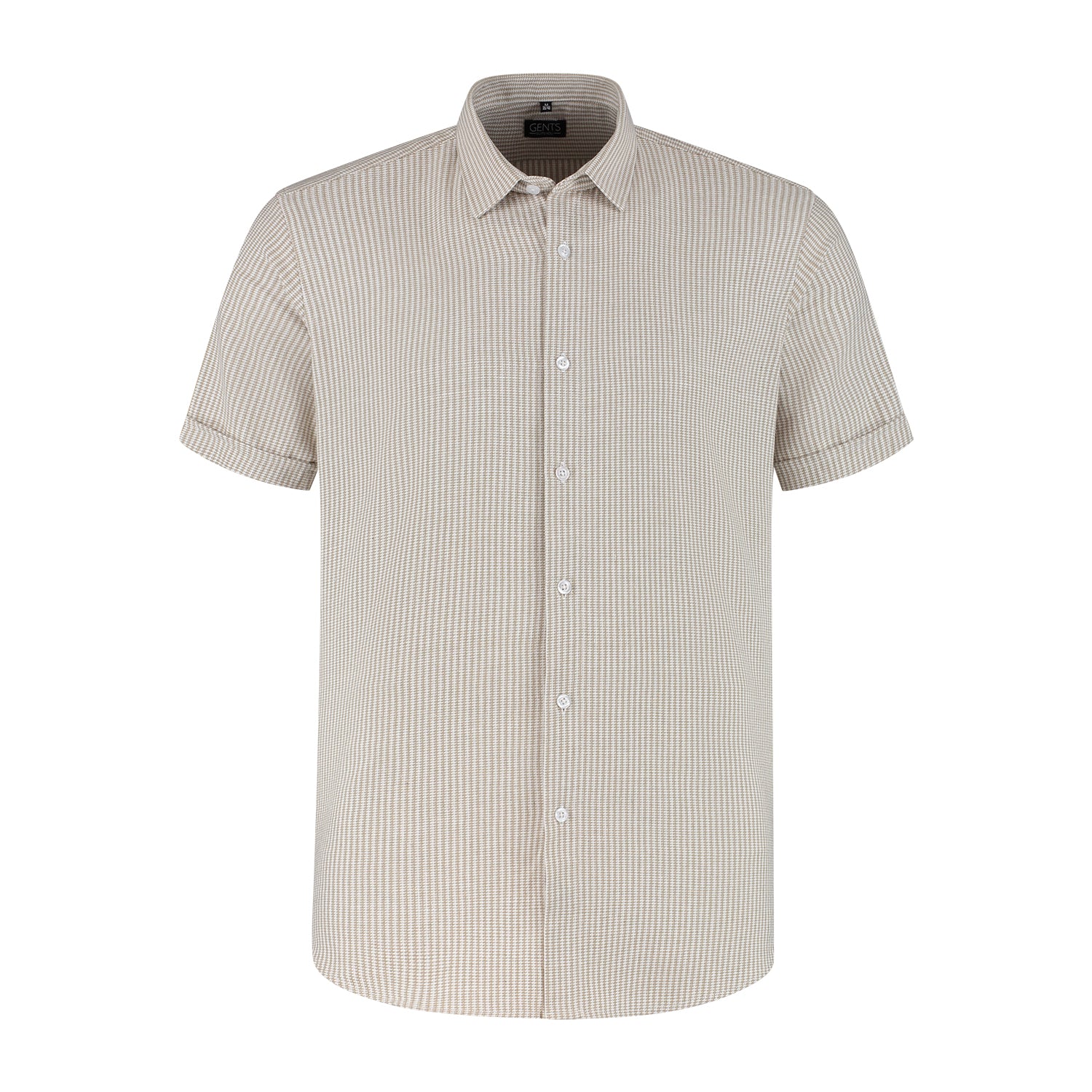 Korte mouw knit streep beige