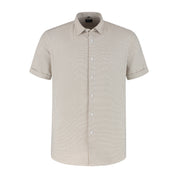 Korte mouw knit streep beige