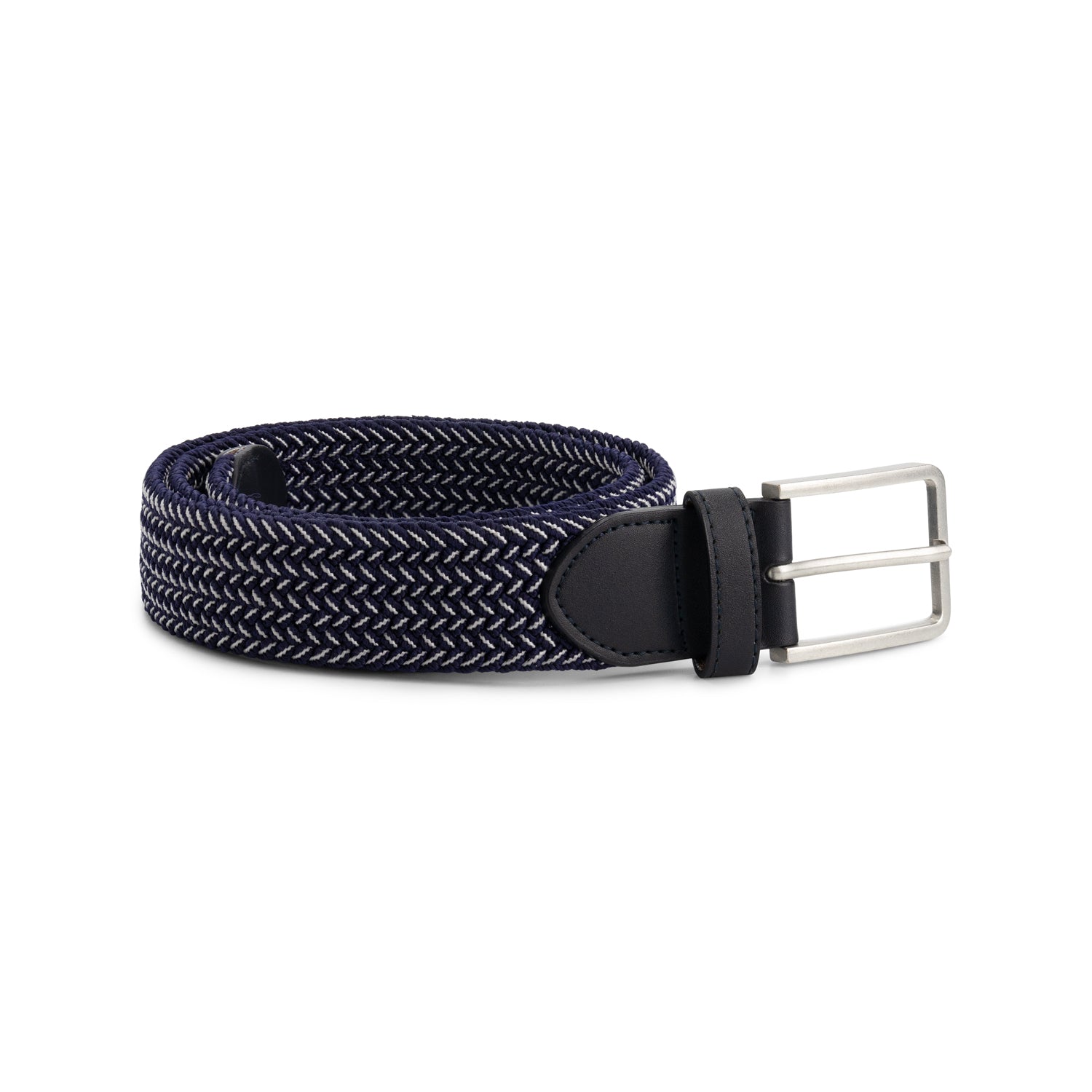 Gevlochten elastische riem blauw-wit