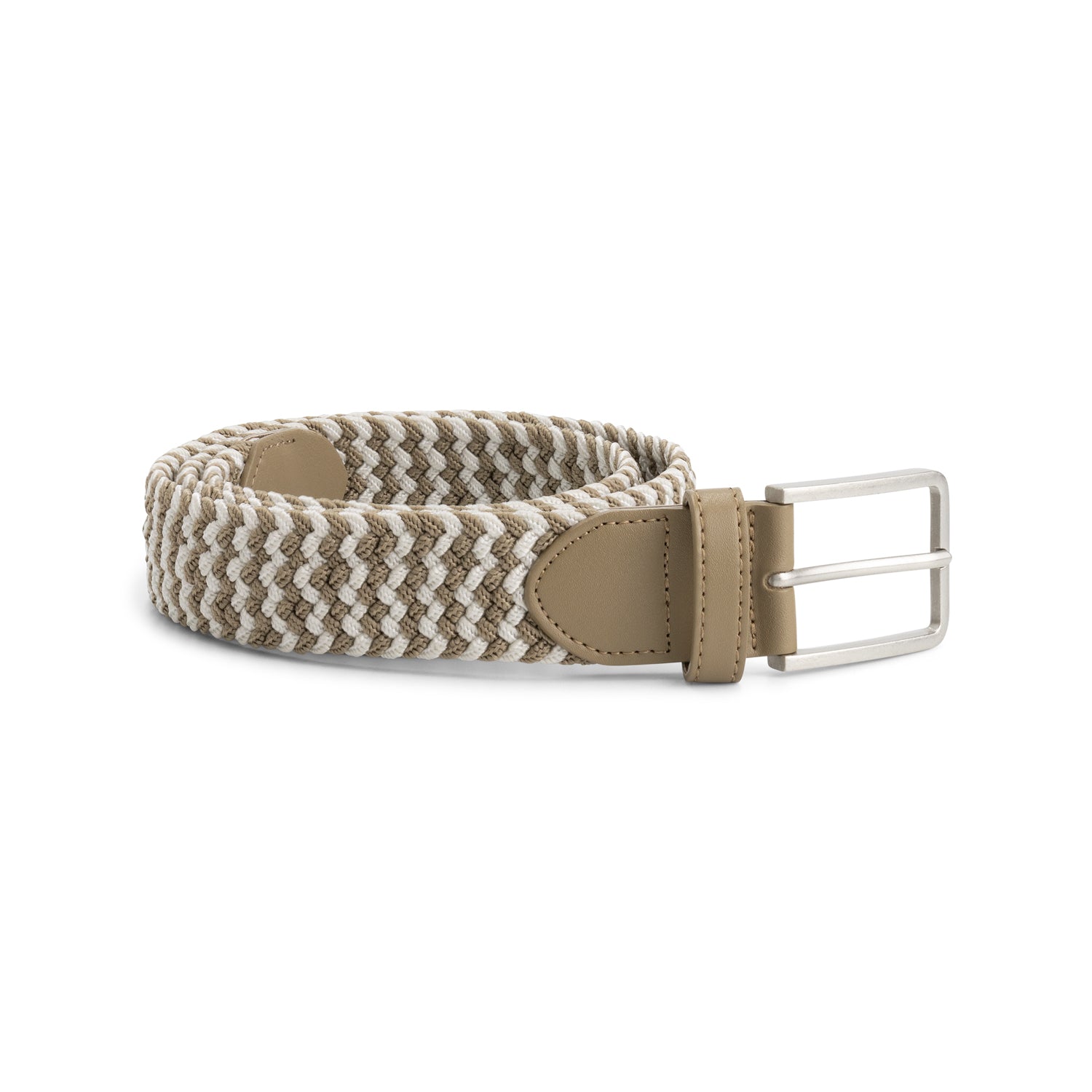 Gevlochten elastische riem beige-wit