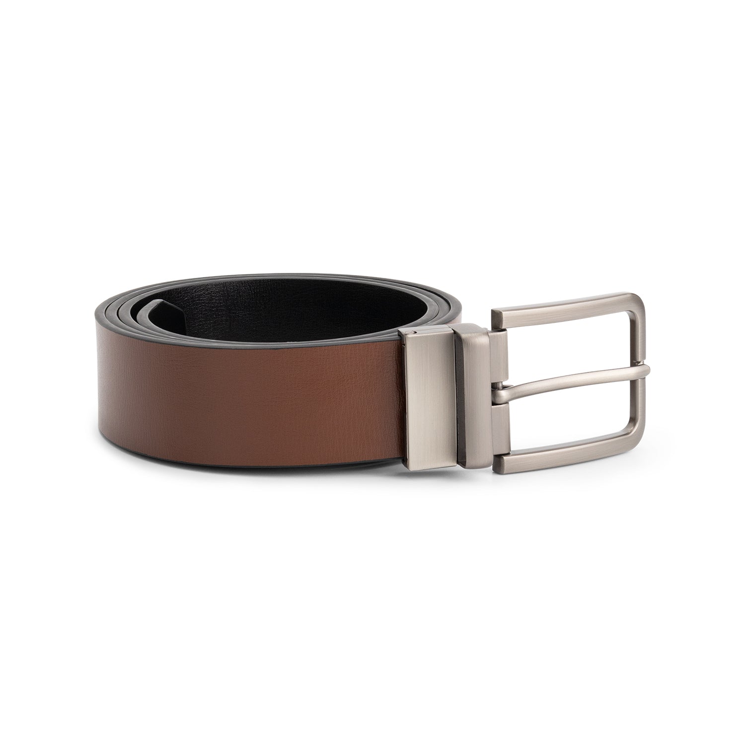 Reversible riem leder zwart/bruin