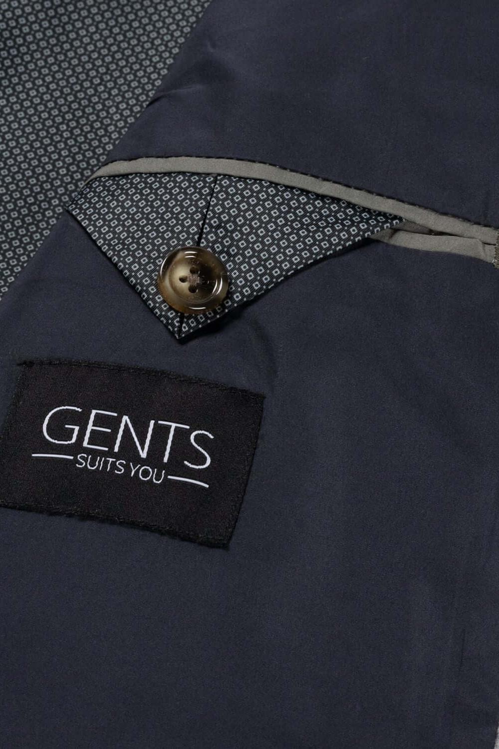 Colbert stretch cord grijs - detail afbeelding van de binnenvoering met label van GENTS.